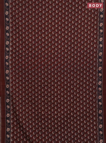 Jaipur cotton saree maroon with allover floral butta prints and printed border