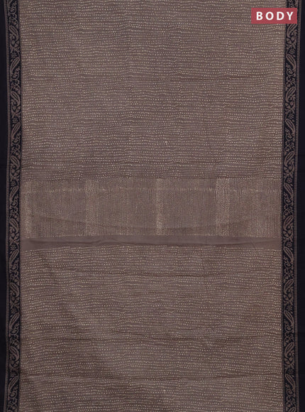 Jaipur cotton saree grey and dark navy blue with allover prints and printed border