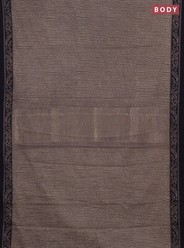 Jaipur cotton saree grey and dark navy blue with allover prints and printed border