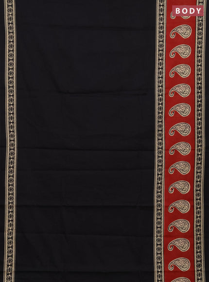 Jaipur cotton saree black with plain body and butta printed border