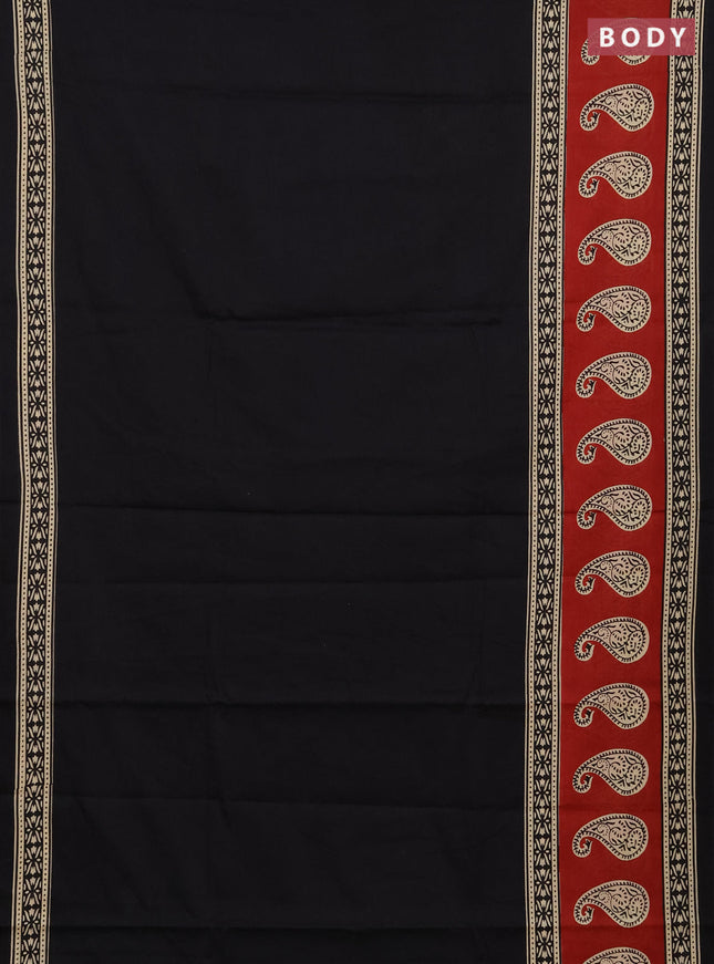 Jaipur cotton saree black with plain body and butta printed border