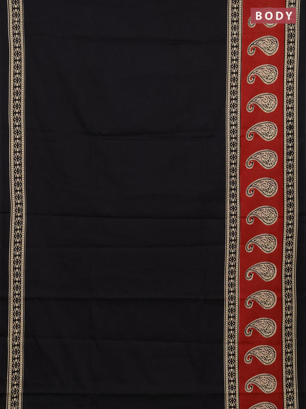 Jaipur cotton saree black with plain body and butta printed border