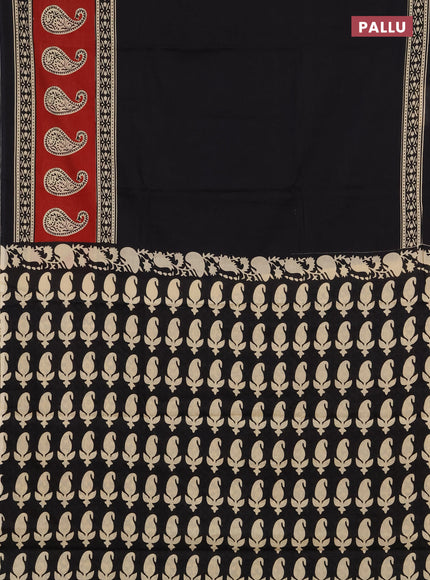 Jaipur cotton saree black with plain body and butta printed border