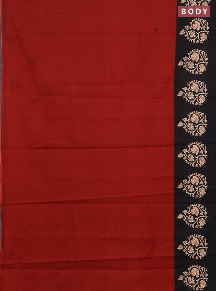Jaipur cotton saree maroon and black with plain body and butta printed border