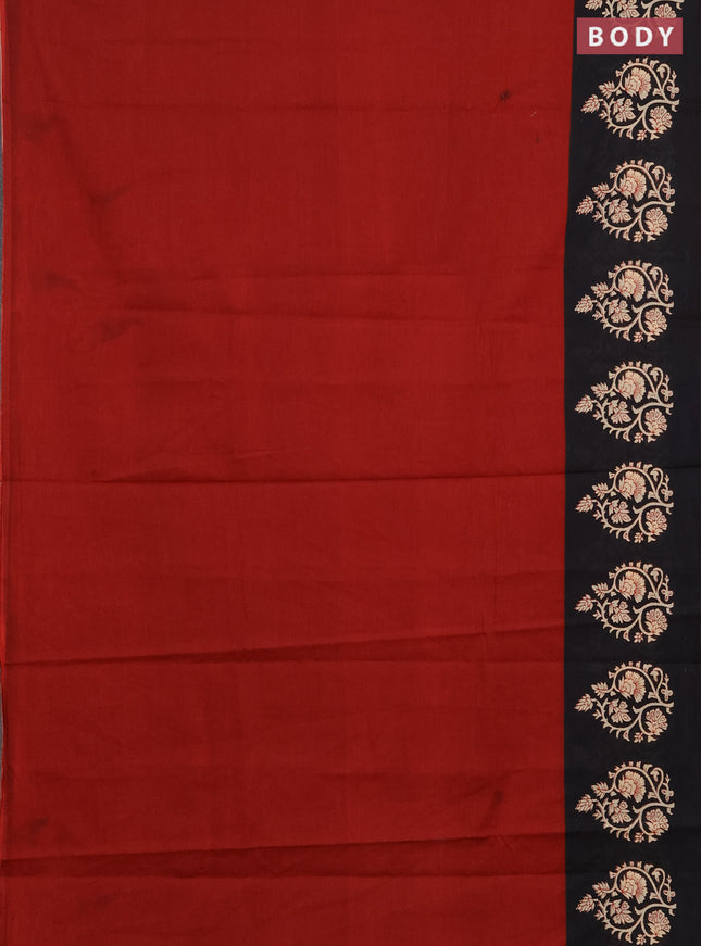 Jaipur cotton saree maroon and black with plain body and butta printed border