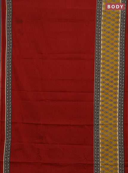 Jaipur cotton saree red and mustard yellow with plain body and long printed border