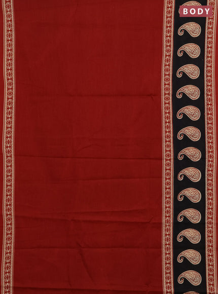 Jaipur cotton saree red with plain body and printed border