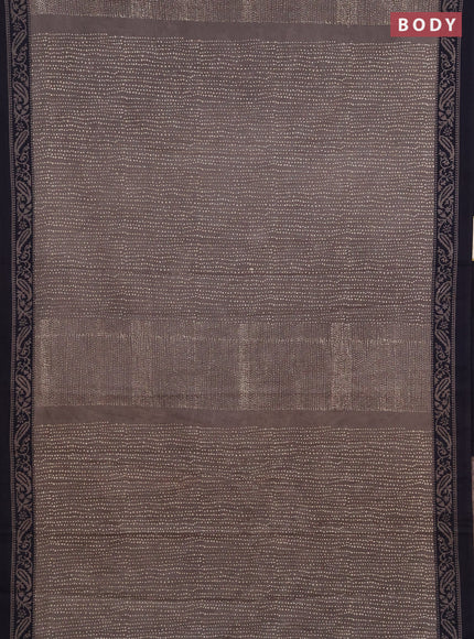 Jaipur cotton saree grey and navy blue with allover butta prints and printed border