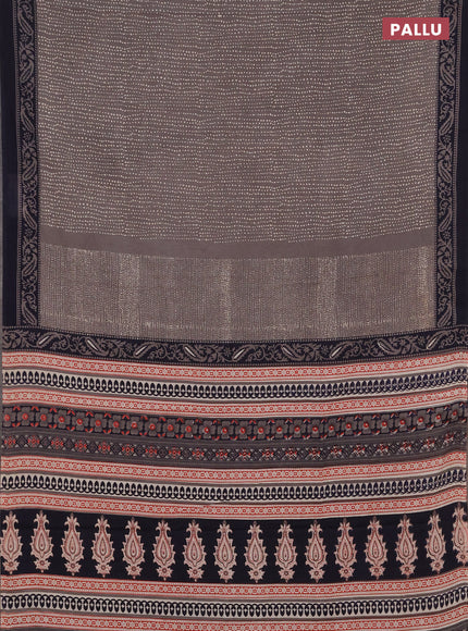 Jaipur cotton saree grey and navy blue with allover butta prints and printed border