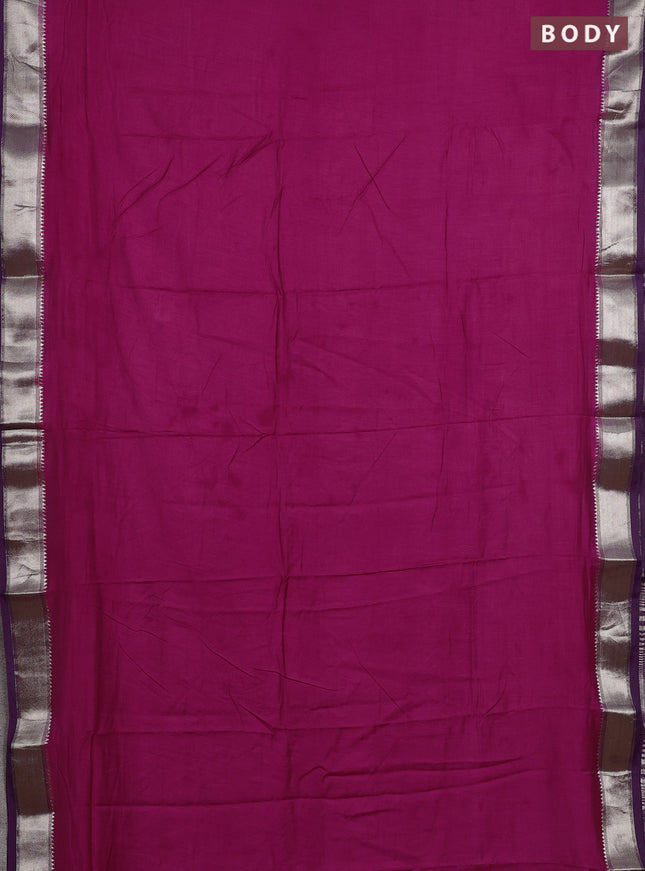 Pink & Purple Semi Mangalgiri Cotton Saree - Brocade Blouse