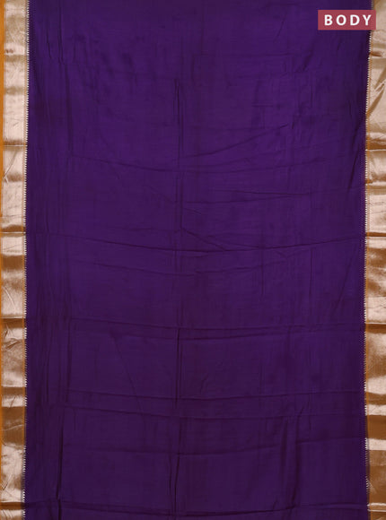 Purple & Mustard Yellow Semi Mangalgiri Cotton Saree - Brocade Blouse