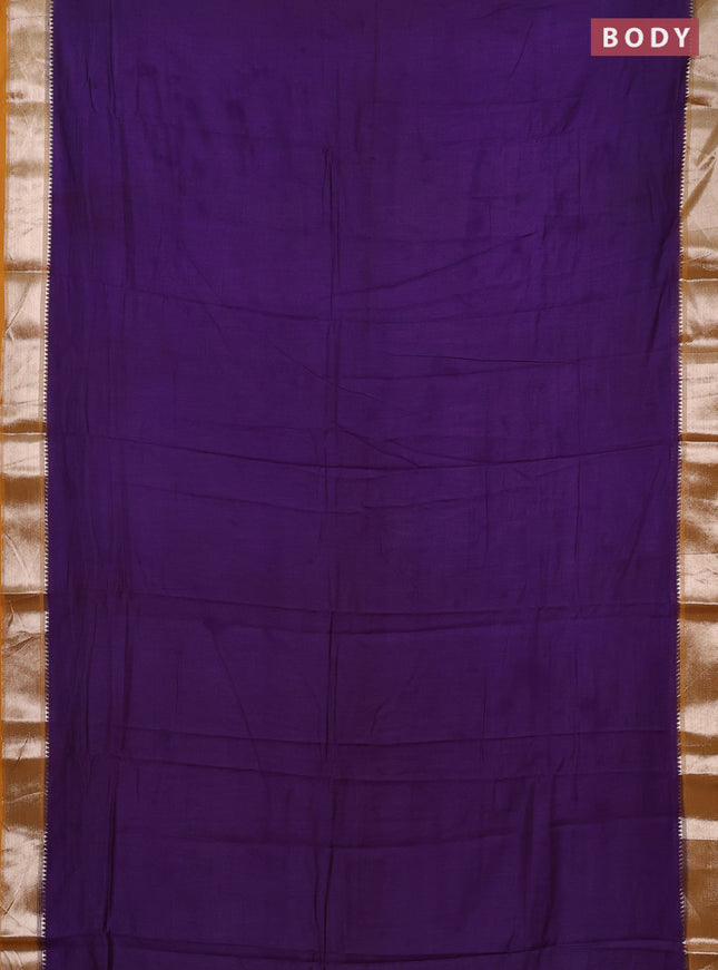 Purple & Mustard Yellow Semi Mangalgiri Cotton Saree - Brocade Blouse