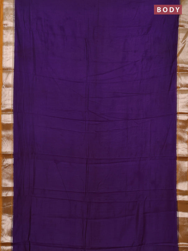 Purple & Mustard Yellow Semi Mangalgiri Cotton Saree - Brocade Blouse