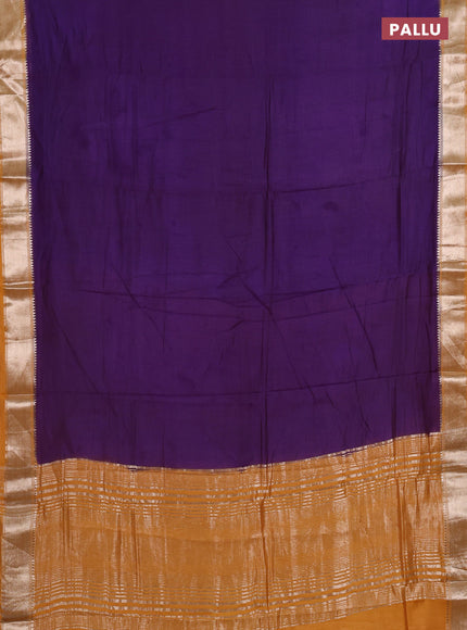 Purple & Mustard Yellow Semi Mangalgiri Cotton Saree - Brocade Blouse