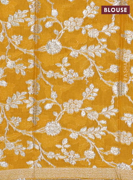 Purple & Mustard Yellow Semi Mangalgiri Cotton Saree - Brocade Blouse