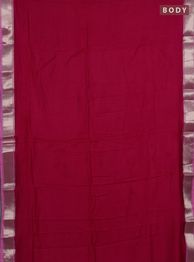 Tomato Pink & Pink Semi Mangalgiri Cotton Saree - Brocade Blouse