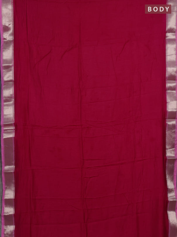 Tomato Pink & Pink Semi Mangalgiri Cotton Saree - Brocade Blouse