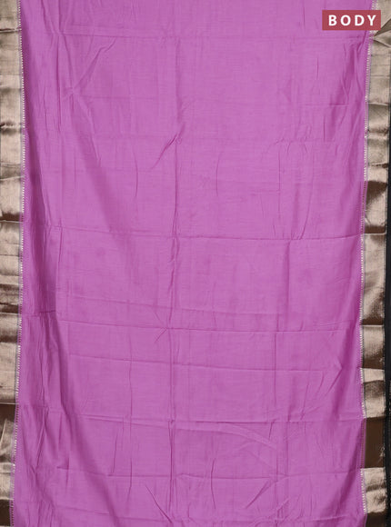 Lavender & Black Semi Mangalgiri Cotton Saree - Brocade Blouse