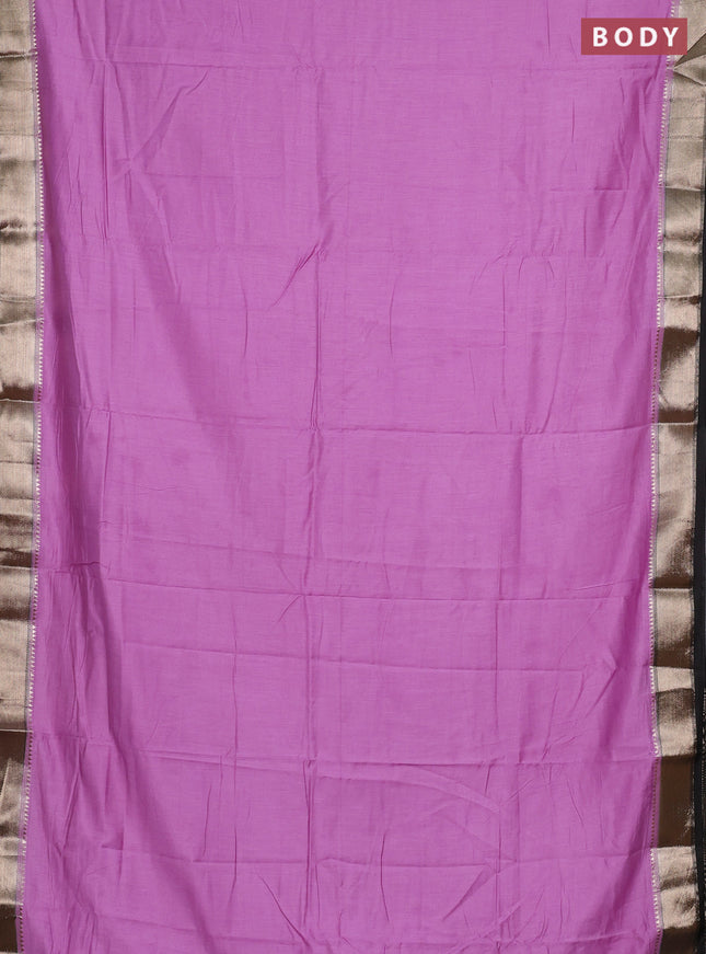 Lavender & Black Semi Mangalgiri Cotton Saree - Brocade Blouse