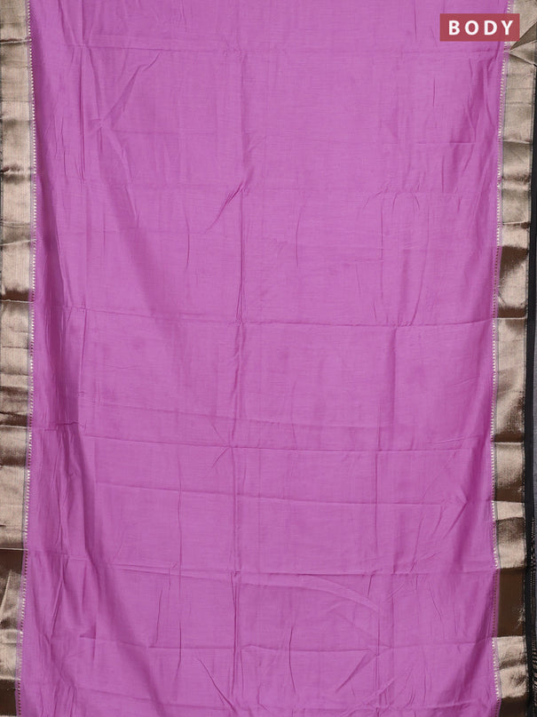 Lavender & Black Semi Mangalgiri Cotton Saree - Brocade Blouse