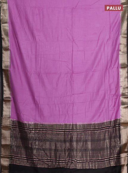 Lavender & Black Semi Mangalgiri Cotton Saree - Brocade Blouse