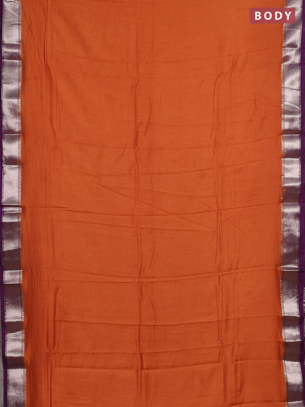 Orange & Purple Semi Mangalgiri Cotton Saree - Brocade Blouse