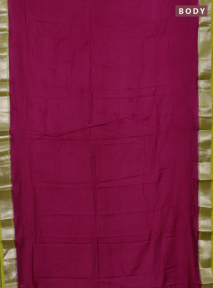 Pink & Lime Green Semi Mangalgiri Cotton Saree - Brocade Blouse