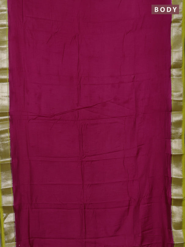 Pink & Lime Green Semi Mangalgiri Cotton Saree - Brocade Blouse