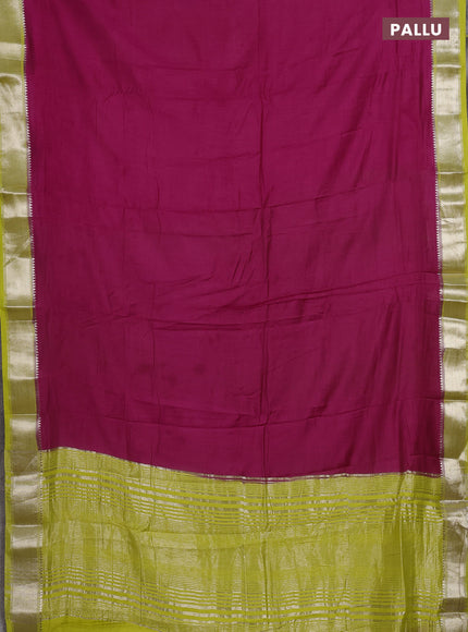Pink & Lime Green Semi Mangalgiri Cotton Saree - Brocade Blouse