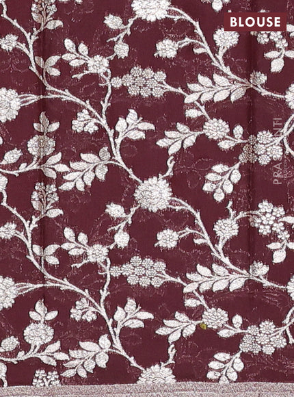 Orange & Maroon Semi Mangalgiri Cotton Saree - Brocade Blouse