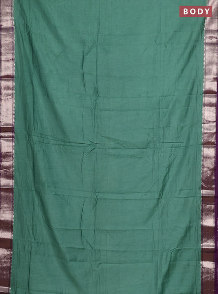 Pastel Green & Purple Semi Mangalgiri Cotton Saree - Brocade Blouse