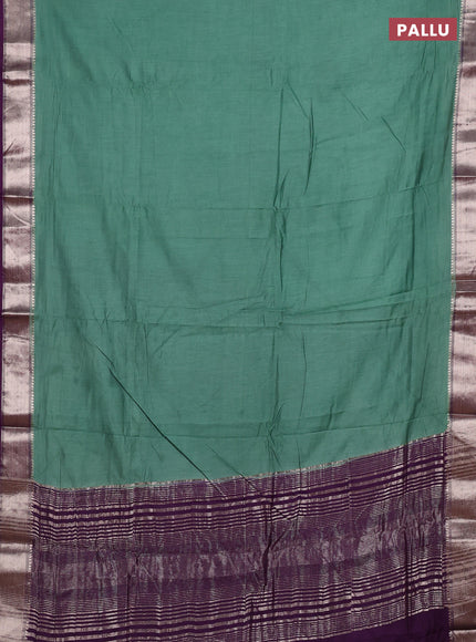 Pastel Green & Purple Semi Mangalgiri Cotton Saree - Brocade Blouse