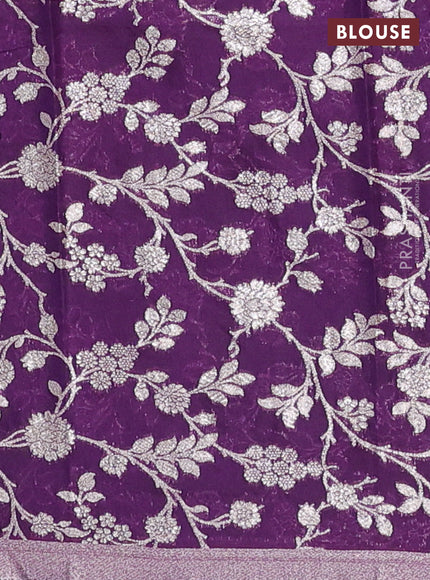 Pastel Green & Purple Semi Mangalgiri Cotton Saree - Brocade Blouse