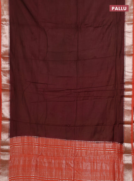 Brown & Orange Semi Mangalgiri Cotton Saree - Brocade Blouse