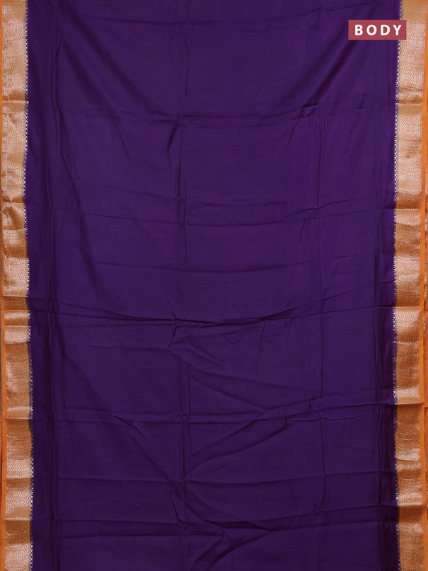 Violet & Mustard Yellow Semi Mangalgiri Cotton Saree - Brocade Blouse
