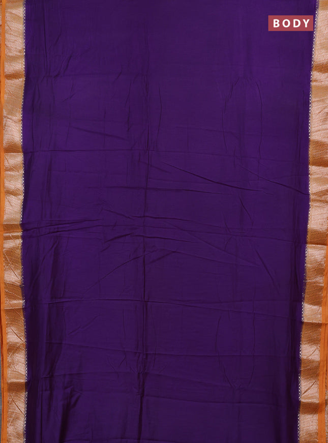 Violet & Mustard Yellow Semi Mangalgiri Cotton Saree - Brocade Blouse