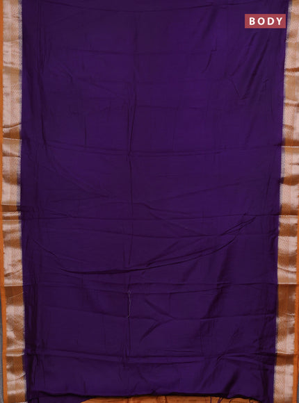 Violet & Mustard Yellow Semi Mangalgiri Cotton Saree - Brocade Blouse