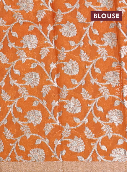 Violet & Mustard Yellow Semi Mangalgiri Cotton Saree - Brocade Blouse