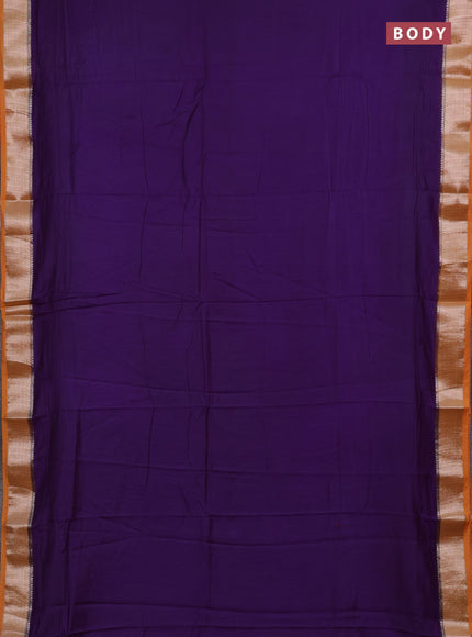 Violet & Mustard Yellow Semi Mangalgiri Cotton Saree - Brocade Blouse