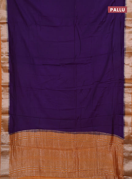 Violet & Mustard Yellow Semi Mangalgiri Cotton Saree - Brocade Blouse