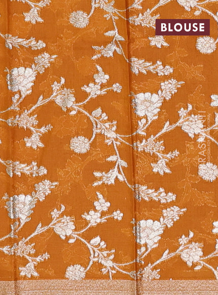 Violet & Mustard Yellow Semi Mangalgiri Cotton Saree - Brocade Blouse