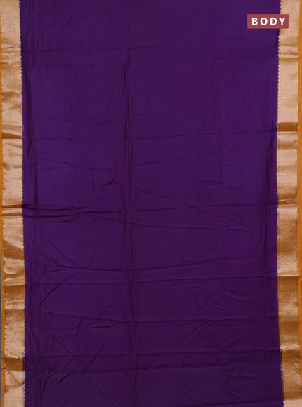 Purple & Mustard Yellow Semi Mangalgiri Cotton Saree - Brocade Blouse