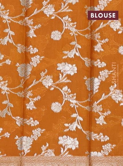 Purple & Mustard Yellow Semi Mangalgiri Cotton Saree - Brocade Blouse