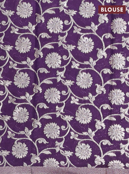 Rust & Purple Semi Mangalgiri Cotton Saree - Brocade Blouse