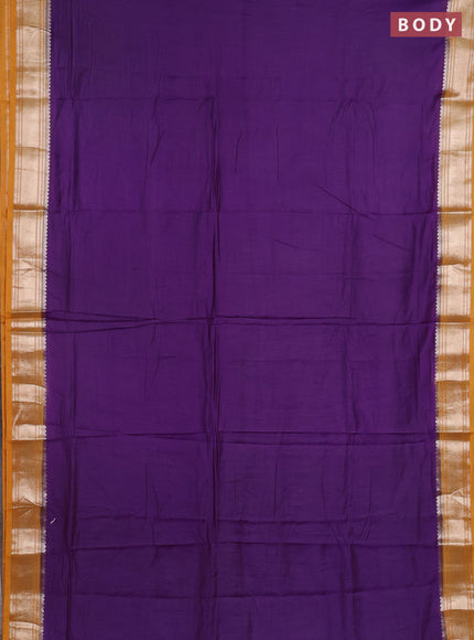 Purple & Mustard Yellow Semi Mangalgiri Cotton Saree - Brocade Blouse