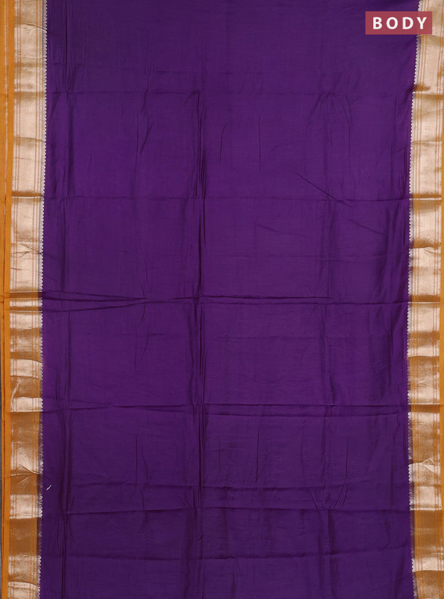 Purple & Mustard Yellow Semi Mangalgiri Cotton Saree - Brocade Blouse