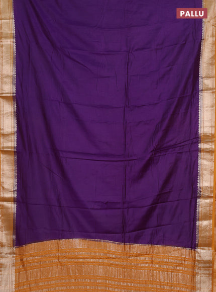 Purple & Mustard Yellow Semi Mangalgiri Cotton Saree - Brocade Blouse