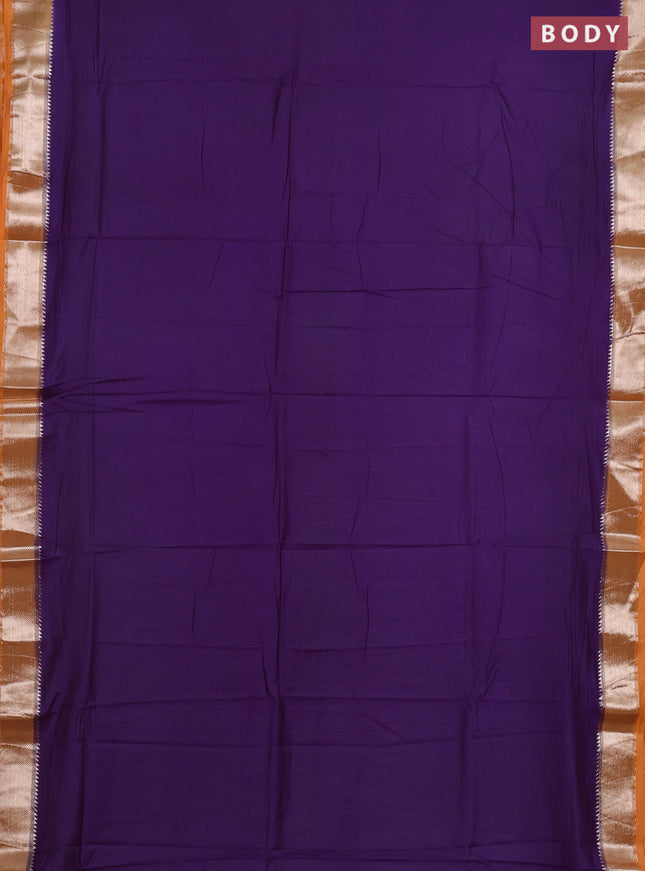 Violet & Orange Semi Mangalgiri Cotton Saree - Brocade Blouse