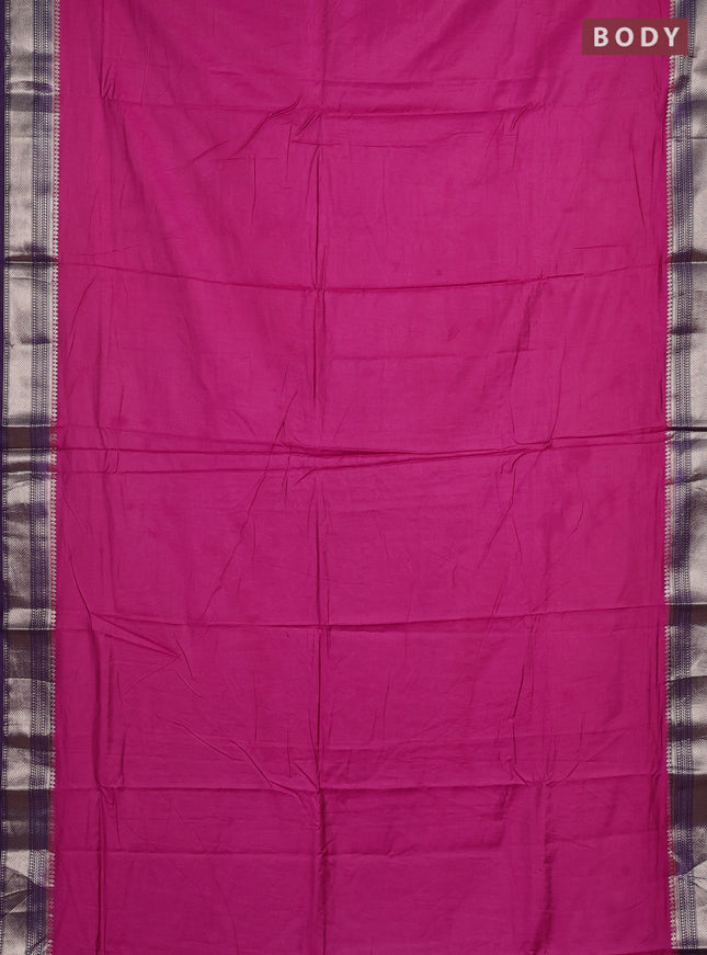 Pink & Violet Semi Mangalgiri Cotton Saree - Brocade Blouse