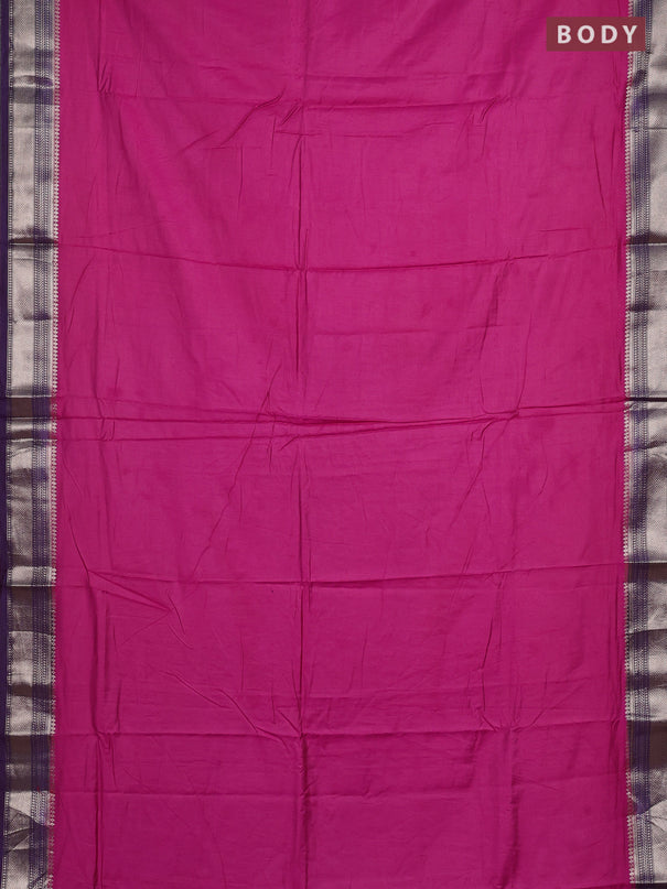 Pink & Violet Semi Mangalgiri Cotton Saree - Brocade Blouse